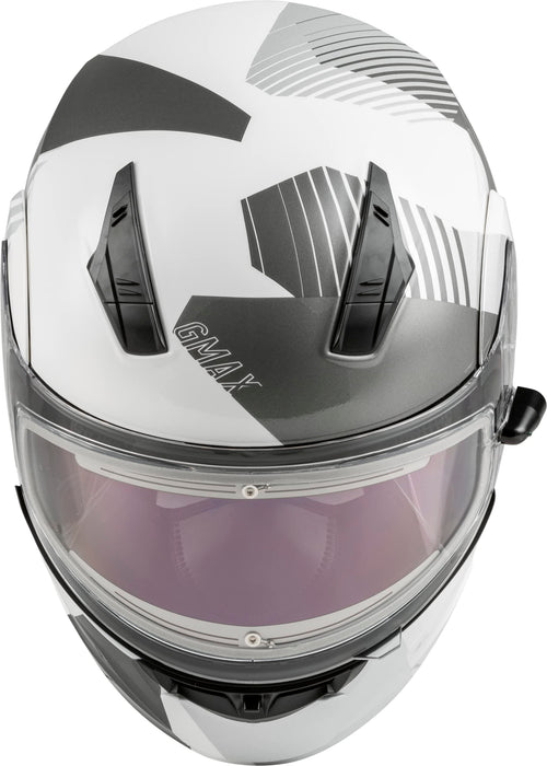 GMAX MD-04S Reserve, Lightweight Modular Helmet for Snow & Motor Sports, Comfortable Full-Face Protection (White/Silver)