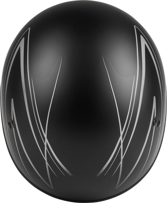 GMAX HH-65 Naked Motorcycle Street Half Helmet (Torque Matte Black/Silver, X-Small)