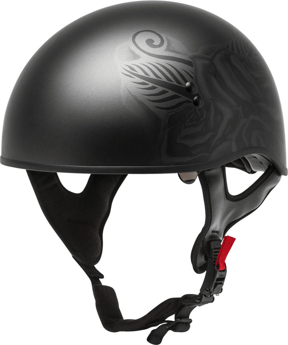 GMAX HH-65 Naked Motorcycle Street Half Helmet (Devotion Matte Black/Silver, X-Small)