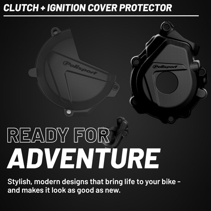 Polisport Clutch and Ignition Cover Protector Kit (Black) - Compatible with KTM XC-F/SX 250/350 2016-2022