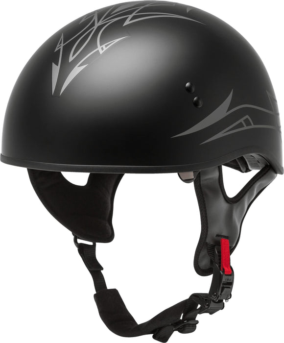 GMAX HH-65 Naked Motorcycle Street Half Helmet (PIN Matte Black/Silver, X-Small)