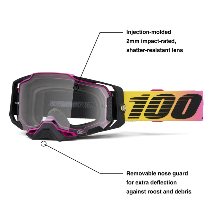 100% ARMEGA Premium Protective Sport Goggles with Ultra HD Lens & Nose Guard (Falcon 5 - HiPER Mirror Red Lens)