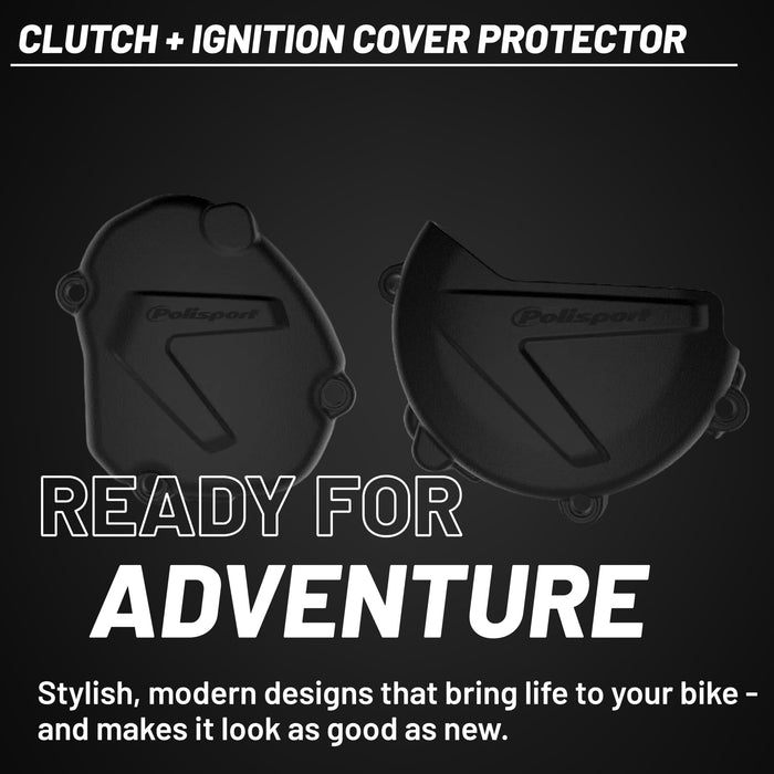 Polisport Clutch and Ignition Cover Protector Kit (Black) - Compatible with Yamaha