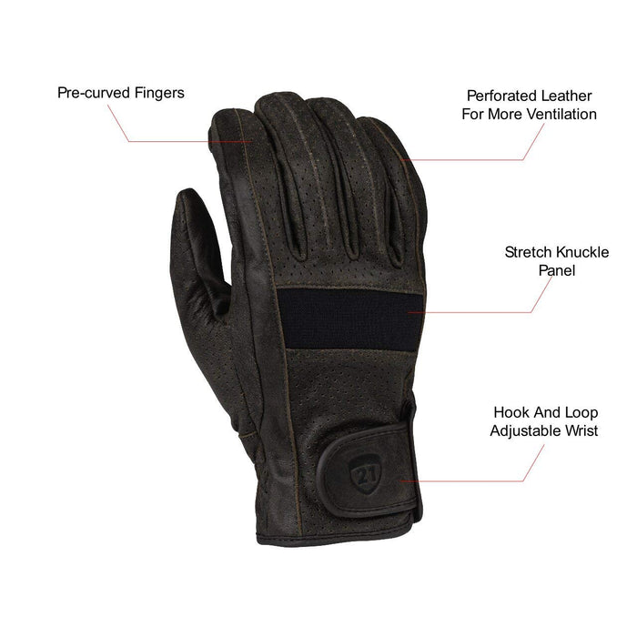 Highway 21 Full Jab Perforated Gloves For Rugged Riding, Motorcycle Gloves For Men And Women 489-00435X