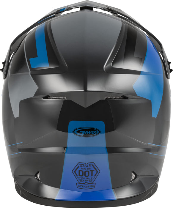 GMAX MX-86 Solid, Lightweight Full-Face Helmet for Motocross and Other Motor Sports (Dark Grey/Blue/Black, X-Small)