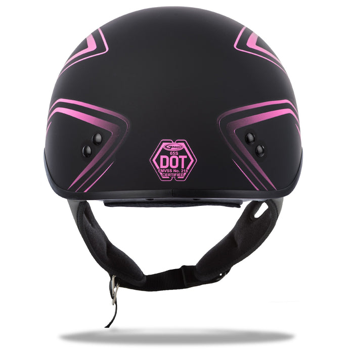 GMAX unisex-adult full-face-helmet-style Helmet (Gm65 Torque Naked Half) (Flat Black/Pink, X-Small)