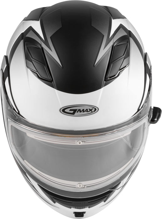 GMAX MD-01S Descendant, DOT Approved Modular Helmet, Electric Dual Lens Shield for Snow & Motor Sports, (Matte Black/White, X-Large)