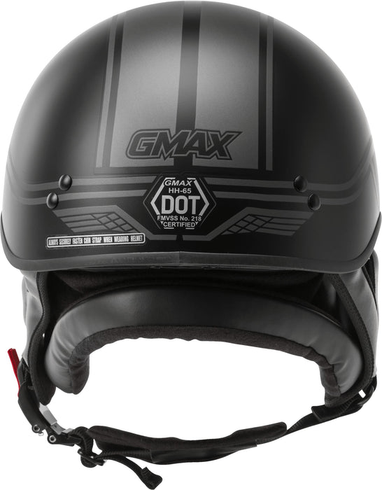 GMAX HH-65 Full Dressed Motorcycle Street Half Helemet (Matte Black/Silver, X-Small)