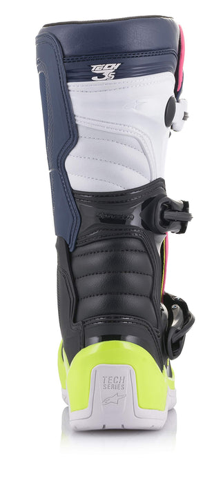 Alpinestars 2014018-1176-4 Tech 3S Youth Boots Black/Dark Blue/Pink Fluo Sz 04