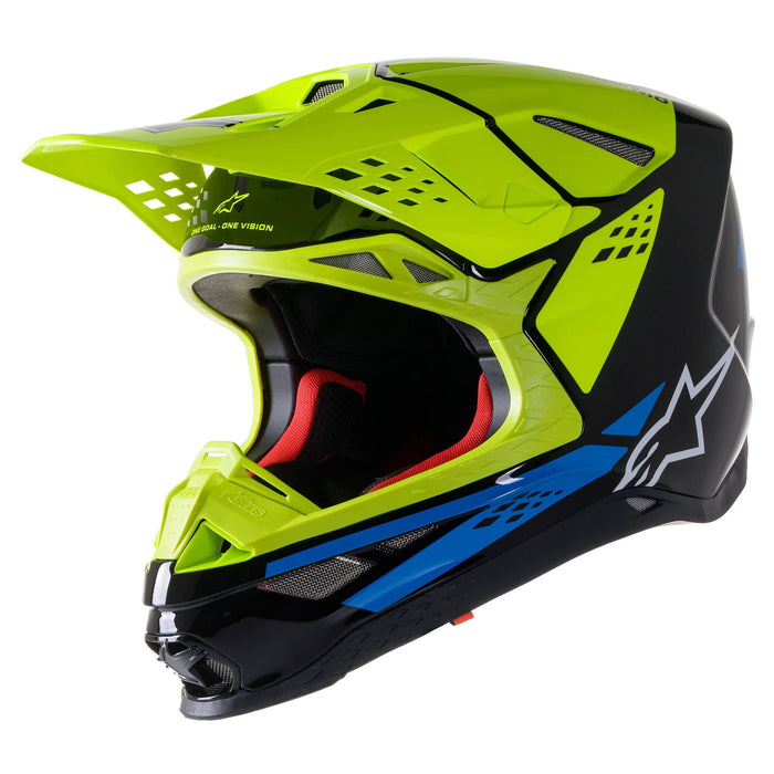 Alpinestars Supertech M8 Factory Helmet-Black/Yellow Fluo/Blue-S