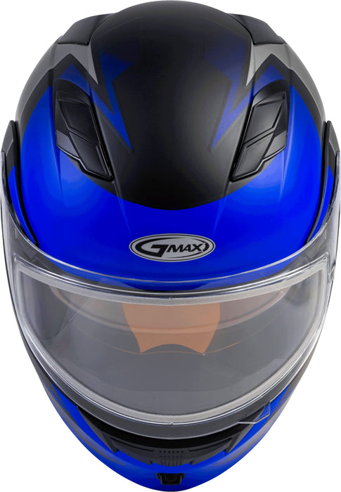 GMAX MD-01S Descendant, DOT Approved Modular Helmet, Dual Lens Shield for Snow & Motor Sports, (Matte Black/Blue, X-Large)