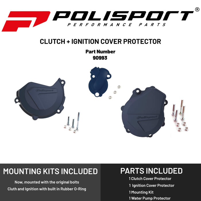 Polisport Clutch and Ignition Cover Protector Kit (Blue)- Compatible with KTM/Husqvarna