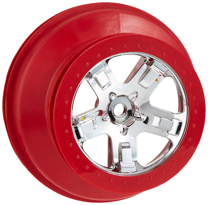 Traxxas 5868 Short Course Wheels Chrome with Red Bead lock Front or Rear 2-Piece