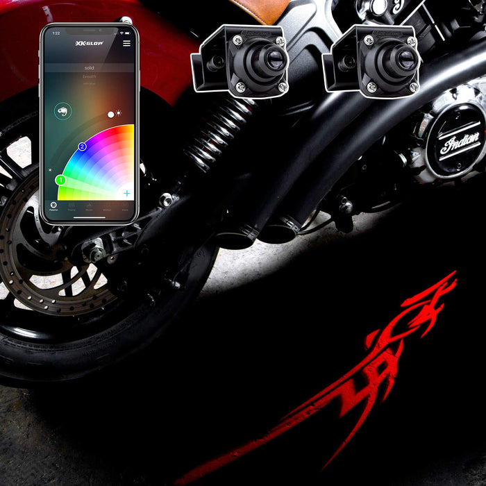 CurbFX 2pc Bluetooth XKchrome App Control Waterproof LED Projector Welcome Light Tattoo Style