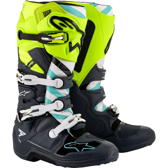 Alpinestars 2012014-9057-12 Tech 7 Anaheim 2020 Le Boots Grey/Ylw Fluo/Turquise Sz 12