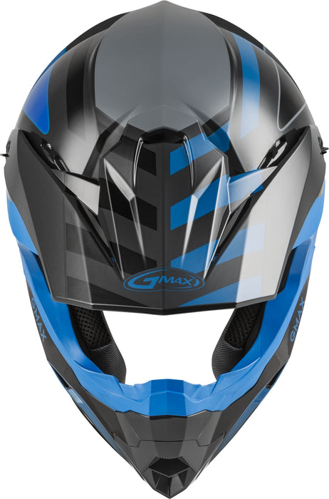 GMAX MX-86 Solid, Lightweight Full-Face Helmet for Motocross and Other Motor Sports (Dark Grey/Blue/Black, X-Large)