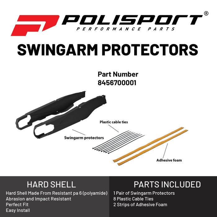 Polisport Swingarm Protector - Durable and Easy-to-Install Protection for Motorcycles (Black), 8456700001