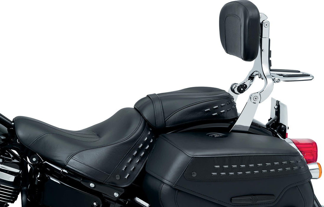 Kuryakyn Multi-Purpose Driver/Passenger Seat Backrest Component: Fixed Mounts For 2018-20 Harley-Davidson Softail Flde, Flhc, Flsl, Fxbb Motorcycles, 1 Pair, Chrome 7080