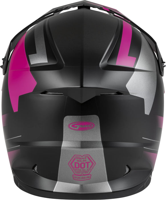 GMAX MX-86 Solid, Lightweight Full-Face Helmet for Motocross and Other Motor Sports (Matte Black/Pink/Silver, Medium)