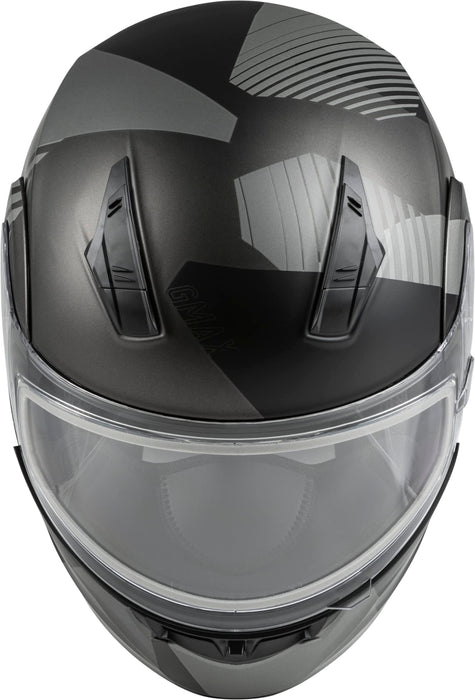 GMAX MD-04S Reserve, Lightweight Modular Helmet for Snow & Motor Sports, Comfortable Full-Face Protection (Matte Dark Silver/Black)