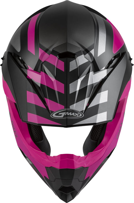 GMAX MX-86 Solid, Lightweight Full-Face Helmet for Motocross and Other Motor Sports (Matte Black/Pink/Silver, Small)