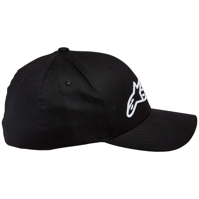 Alpinestars mens Curved Bill Structured Crown Flex Back 3d Embroidered Logo Flexfit Hat Cap, Blaze Black/White, Small-Medium US