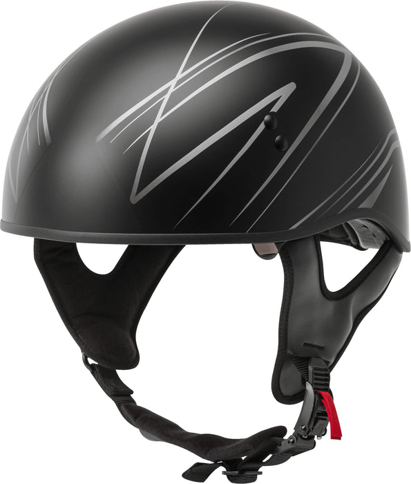 GMAX HH-65 Naked Motorcycle Street Half Helmet (Torque Matte Black/Silver, X-Small)