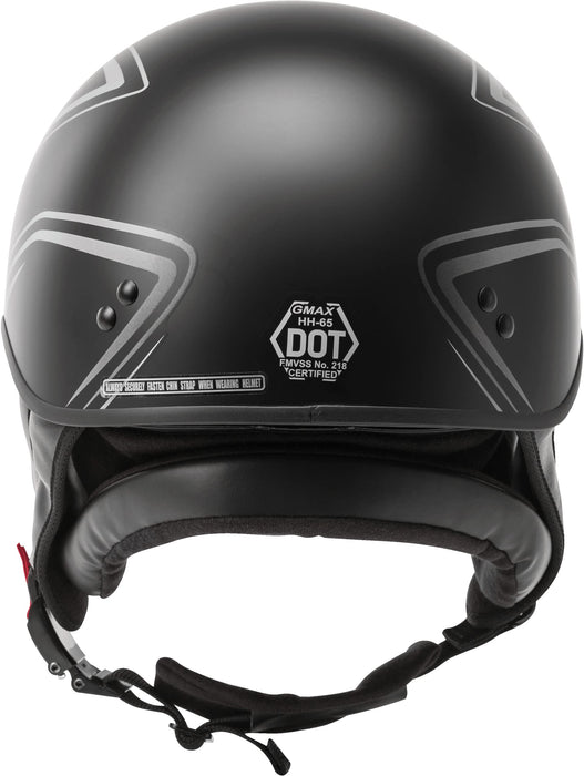 GMAX HH-65 Naked Motorcycle Street Half Helmet (Torque Matte Black/Silver, X-Small)