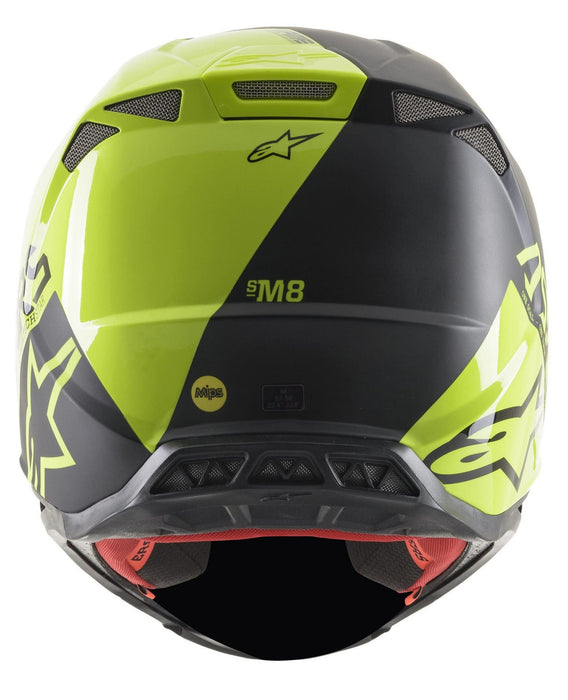 Alpinestars 8302621-1158-L S.Tech S-M8 Echo Helmet Black/Yellow Fluo/M&G Lg