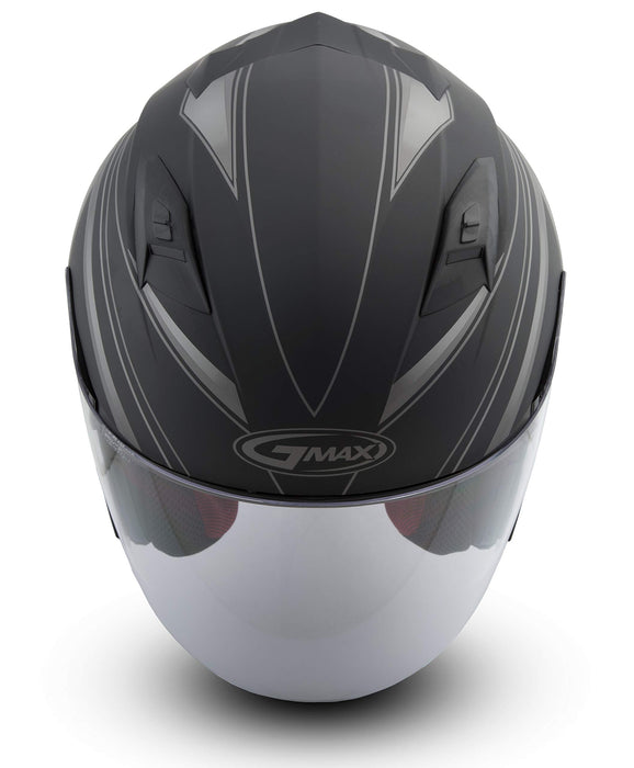 GMAX OF77 Mens Open Face Street Motorcycle Helmet - Derk Flat Black/Silver 3X-Large