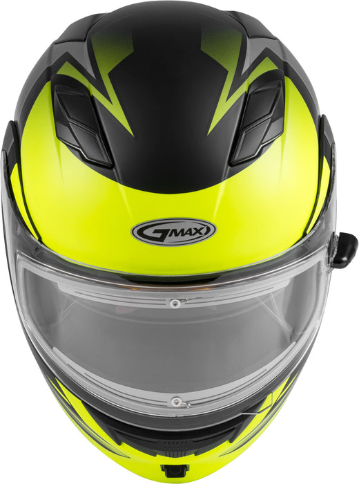 GMAX MD-01S Descendant, DOT Approved Modular Helmet, Electric Dual Lens Shield for Snow & Motor Sports, (MATTE BLACK/HI-VIS, XX-Large)