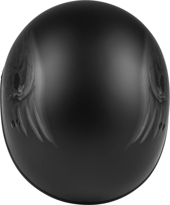 GMAX HH-65 Naked Motorcycle Street Half Helmet (Ritual Matte Black/Silver, Small)