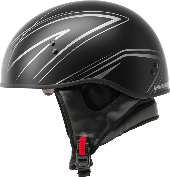 GMAX HH-65 Naked Motorcycle Street Half Helmet (Torque Matte Black/Silver, X-Small)