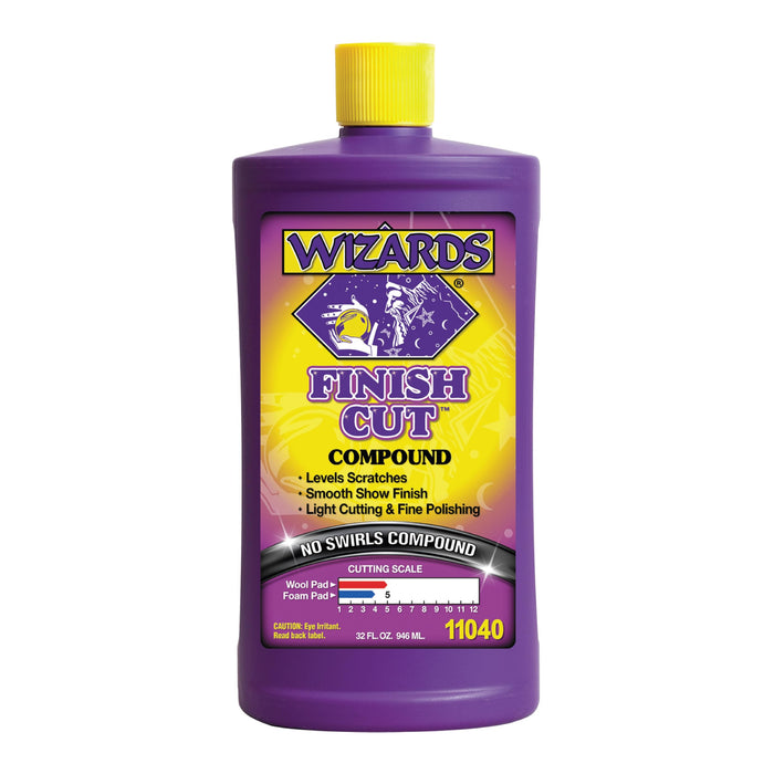 Wizards Finish Cut Compound - Levels Scratches and Brightens Dull Finishes with Smooth Show Finish - Non-Greasy and Water Based with Easy Clean-Up - Marine Compound and Finishing Material - 32 oz