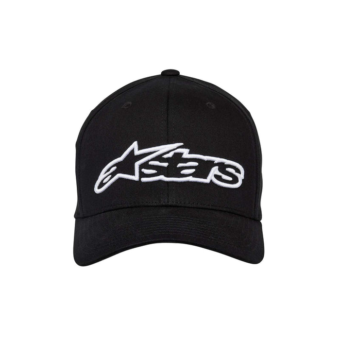 Alpinestars mens Curved Bill Structured Crown Flex Back 3d Embroidered Logo Flexfit Hat Cap, Blaze Black/White, Large-X-Large US