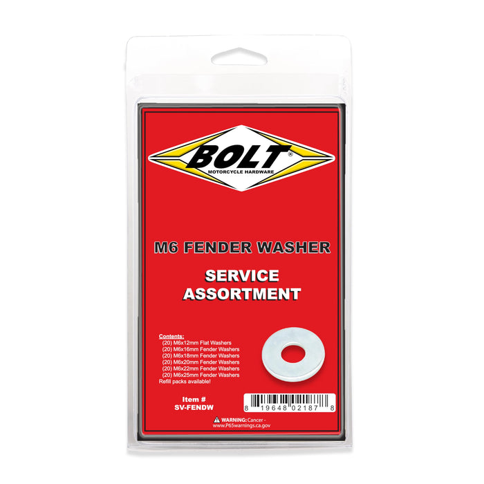 Bolt SV-FENDW M6 Fender Washer Assortment 120 Piece Kit