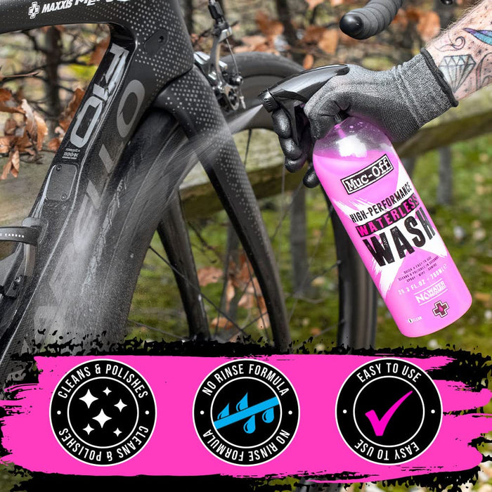 Muc Off Waterless Wash, 750 Milliliters - High-Performance, No Rinse Bike Cleaning Spray That Cleans and Polishes - Suitable for All Types of Bicycle