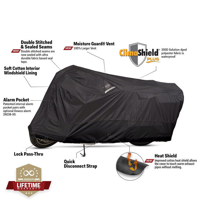 Dowco Guardian 50006-02 WeatherAll Plus Indoor/Outdoor Waterproof Motorcycle Cover: Black, XXX-Large