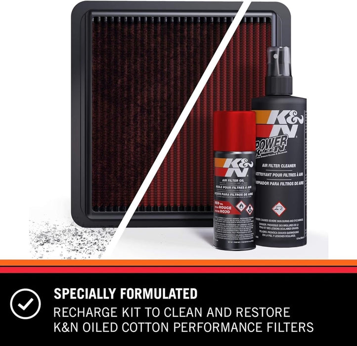 K&N Air Filter Cleaning Kit: Aerosol Filter Cleaner and Oil Kit; Restores Engine Air Filter Performance; Service Kit-99-5000, Multi