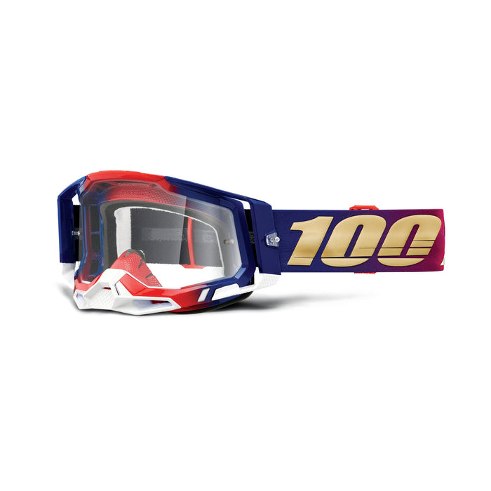 100% Racecraft 2 Mountain Bike & Motocross Goggles - MX and MTB Racing Protective Eyewear (United - Clear Lens)