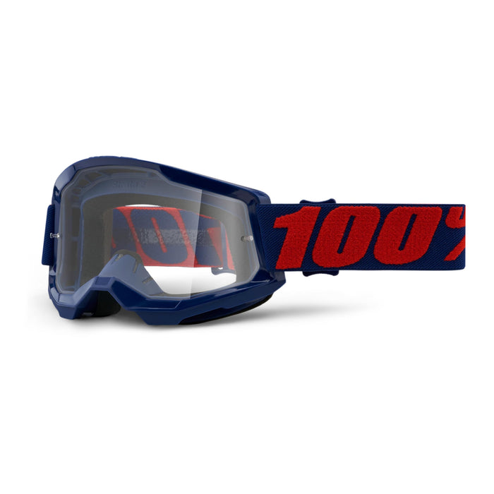 100% Strata 2 Motocross & Mountain Bike Goggles - MX and MTB Racing Protective Eyewear (Masego - Clear Lens)