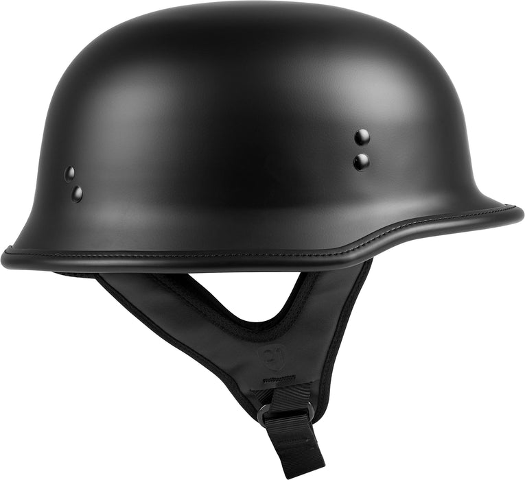 Highway 21 Motorcycle 9mm Half Helmet (German Style) (Matte Black, Large)