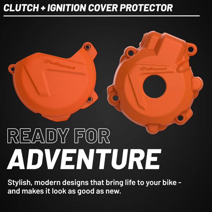 Polisport Clutch and Ignition Cover Protector Kit (Orange) - Compatible with KTM EXC-F 250 (2014-2016)