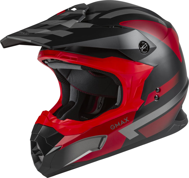 GMAX MX-86 Solid, Lightweight Full-Face Helmet for Motocross and Other Motor Sports (Matte Black/RED/Silver, Large)