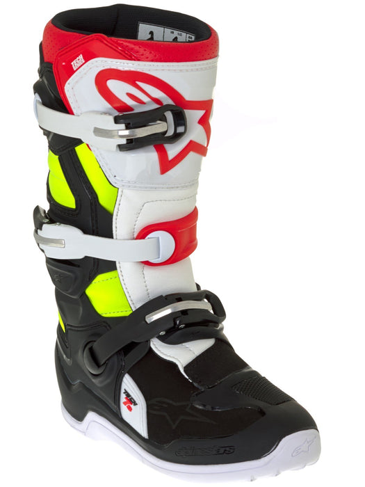 Alpinestars Unisex-Child Tech 7S Youth Boots (Black/Red/Yellow, Size 3)