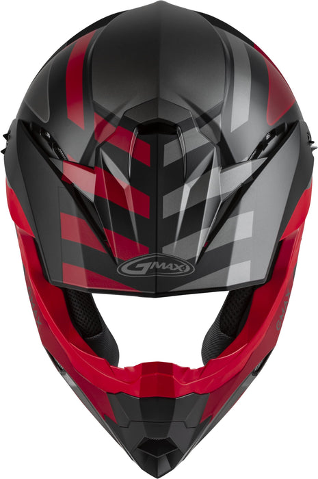 GMAX MX-86 Solid, Lightweight Full-Face Helmet for Motocross and Other Motor Sports (Matte Black/RED/Silver, Small)