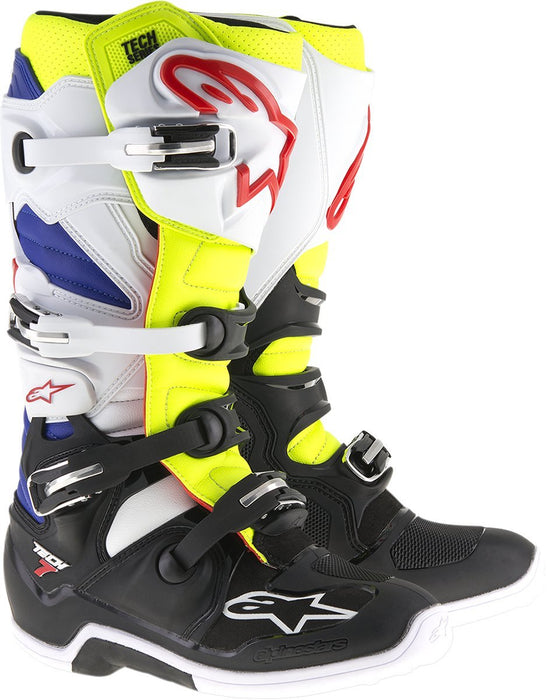 Alpinestars 2012014-257-7 Men's Tech 7 Boots (White/Yellow/Blue, Size 7)