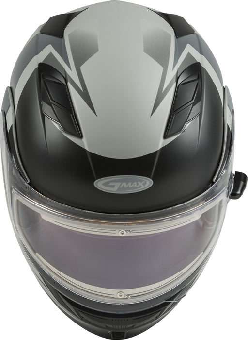 GMAX MD-01S Descendant, DOT Approved Modular Helmet, Electric Dual Lens Shield for Snow & Motor Sports, (Matte Grey/Silver, Medium)