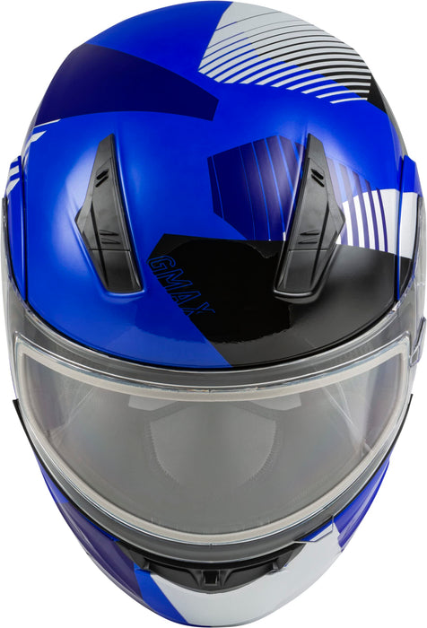 GMAX MD-04S Reserve, Lightweight Modular Helmet for Snow & Motor Sports, Comfortable Full-Face Protection (Blue/Silver/Black)