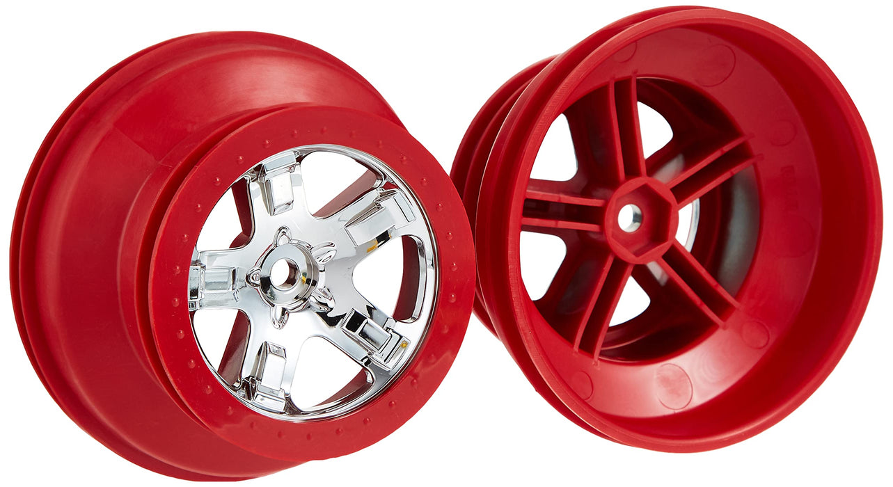 Traxxas 5868 Short Course Wheels Chrome with Red Bead lock Front or Rear 2-Piece